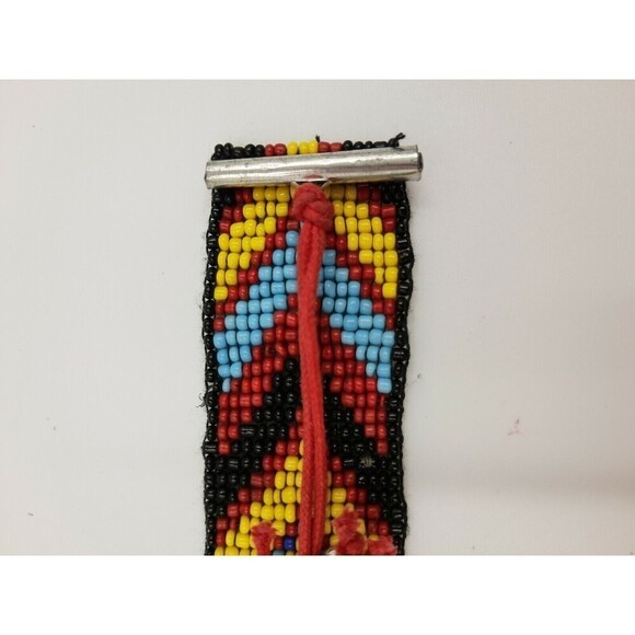 HUICHOL Bracelet with Native American Folk Art Diamond Eye/Arrow Seed bead - Picture 7 of 10